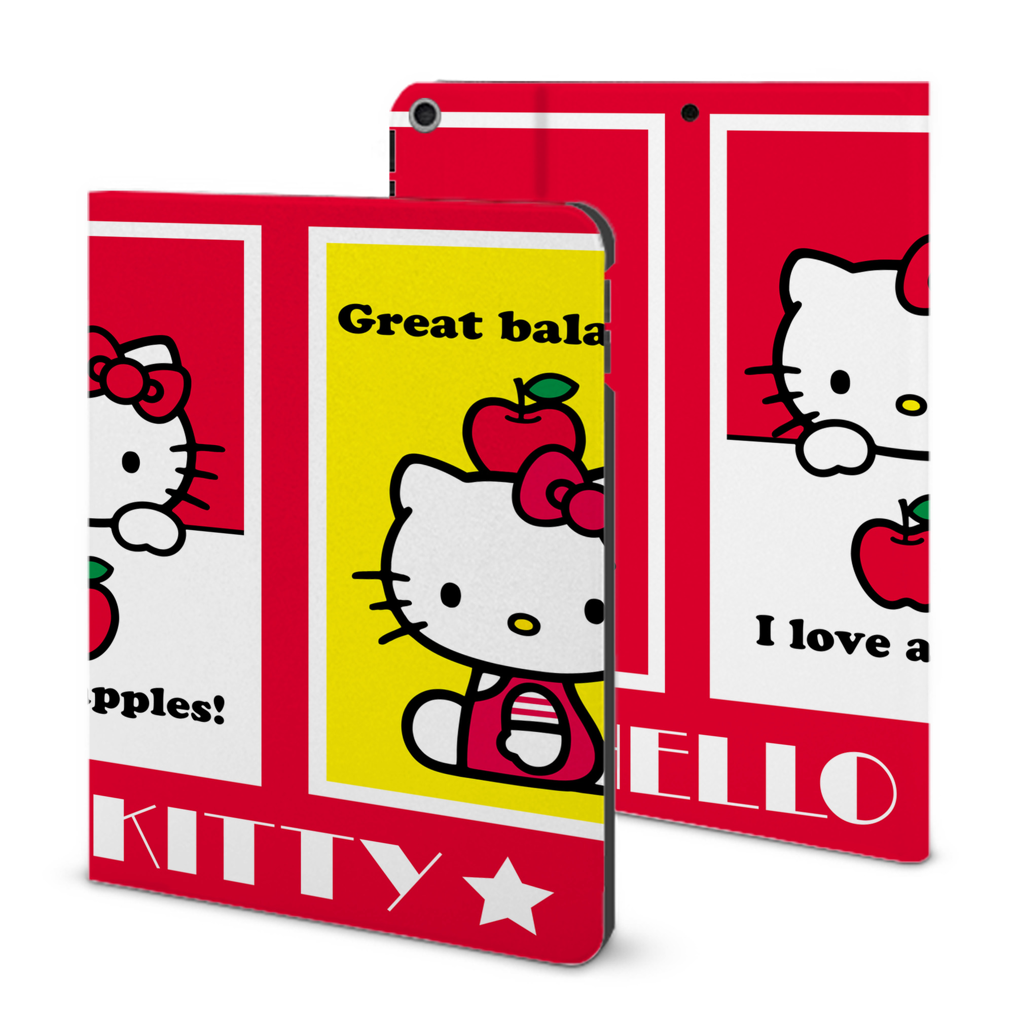 （画像用） Hello Kitty ハローキティ IPad ケース ブック型 PUレザー TPU 耐衝撃 軽量 薄型 ペン収納なし 全面保護 IPad 各モデル対応